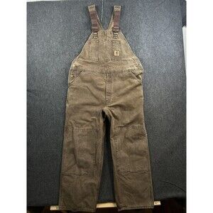 Vintage Carhartt Double Knee Bib Overalls Mens 40x30 Brown Sandstone Duck Canvas